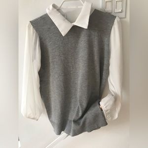 Top greyish with white: sleeves and coral• size:S• new!